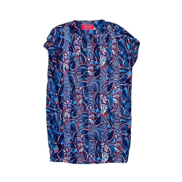 DECOSTER  cotton Abstract  print Blue  Red dress size 38 ( M ) - Picture 8 of 9